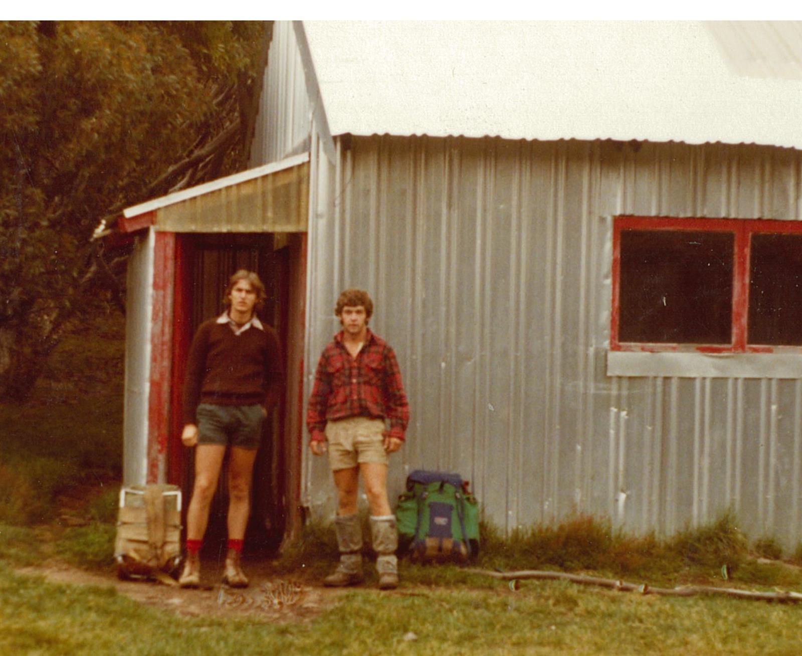 Lachie and Peter as teenagers at Federation Hut, Mt Feathertop